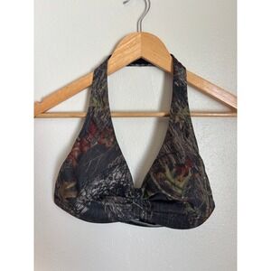 Wilderness Dreams Mossy Oak Camo Halter Sports Bra Padded Medium Camouflage